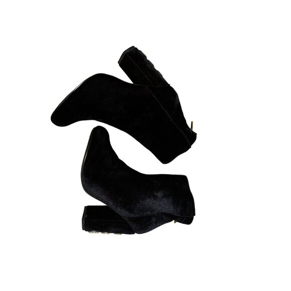 Black Velvet Ankle Boots Rhinestone Snake Design Sexy Glam Size 10 Punk Rock Y2K - Picture 6 of 6